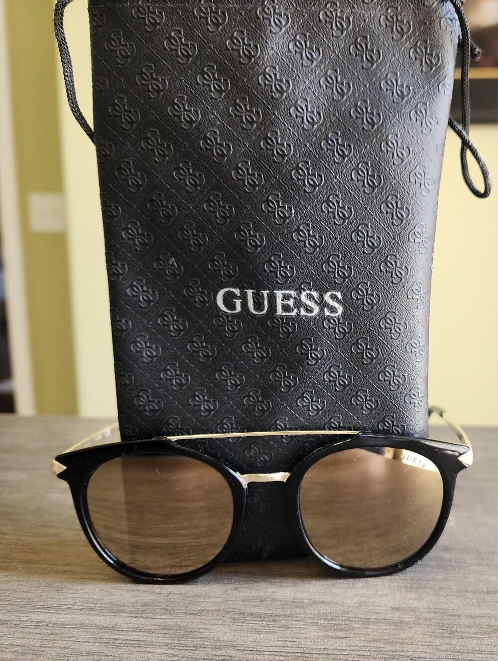 GUESS Black Frame Sunglasses with Brown Lenses
